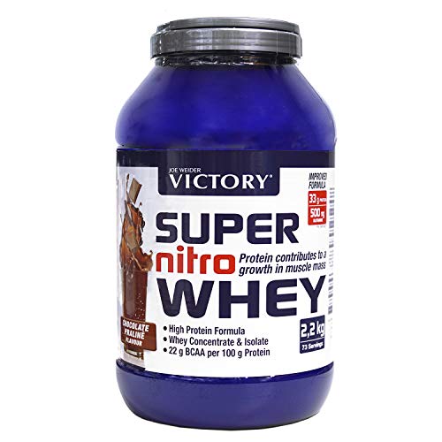 Victory Super Nitro Whey Chocolate-Praliné (2,2 kg). Concentrado y aislado de suero. Fuente proteica rica en BCAAs. Recuperación muscular. Con L-Glutamina, Vitamina B6 y Calcio. Victory Super Nitro Whey Chocolate-Praliné (2,2 kg). Concentrado y aislado de suero. Fuente proteica rica en BCAAs. Recuperación muscular. Con L-Glutamina, Vitamina B6 y Calcio.