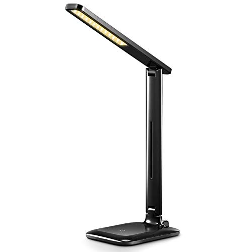 VicTsing Lampara Escritorio 42 LEDs Regulable, Flexo Escritorio LED Flexible con 3 Niveles de Brillo y 3 Modos, Cuidado de Ojos, Control Táctil y Bajo Consumo para Estudio, Oficina u Ordenador, Negro