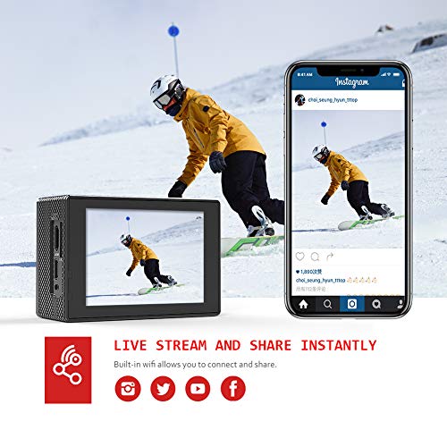 Victure AC700 Cámara Deportiva 4K Wi-Fi 20MP (Cámara de Accion Acuatica de 40M con Control Remoto y Micrófono Externo Funciones EIS Anti-Vibración y Slow Motion) Victure AC700 Cámara Deportiva 4K Wi-Fi 20MP (Cámara de Accion Acuatica de 40M con Control Remoto y Micrófono Externo Funciones EIS Anti-Vibración y Slow Motion)