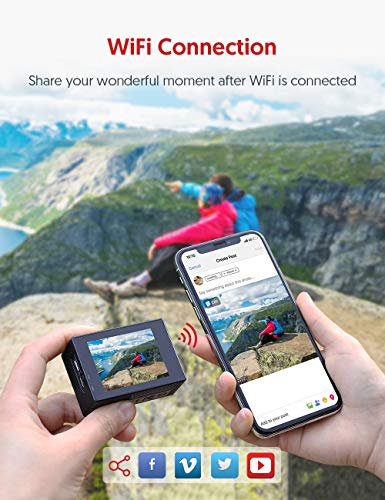 Victure Nueva Versión 4K/50FPS Cámara Deportiva Wi-Fi 4K Ultra HD 20MP con Control Remoto y Pantalla Táctil (Action Camera Acuatica de 40M con 2 Baterías y Cargador Externo) Victure Nueva Versión 4K/50FPS Cámara Deportiva Wi-Fi 4K Ultra HD 20MP con Control Remoto y Pantalla Táctil (Action Camera Acuatica de 40M con 2 Baterías y Cargador Externo)