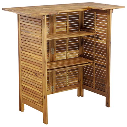 vidaXL Acacia Mesa Alta Bar Estantes Madera Mueble Bebidas Barra Jardín Casa vidaXL Acacia Mesa Alta Bar Estantes Madera Mueble Bebidas Barra Jardín Casa