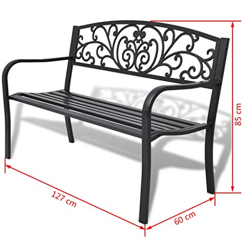 vidaXL Banco Jardín Hierro Fundido Negro Asiento Lrgo Patio Terraza Exterior vidaXL Banco Jardín Hierro Fundido Negro Asiento Lrgo Patio Terraza Exterior