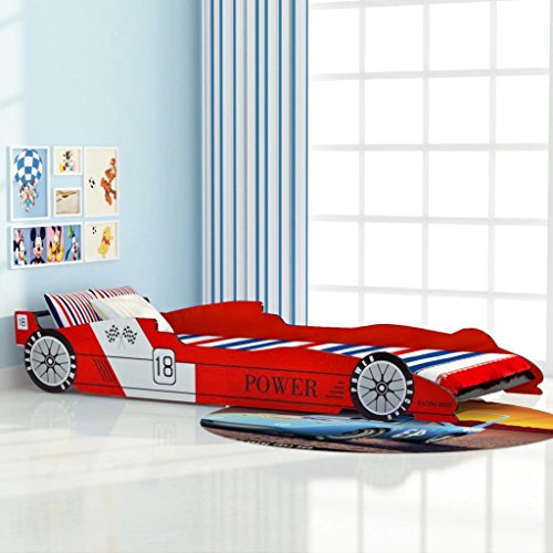 vidaXL Cama Infantil con Forma de Coche de Carreras para Niños 90x200 cm Roja