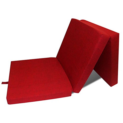 vidaXL Colchón Plegable de Espuma Rojo Cama de Invitados Colchoneta de Camping