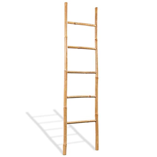 vidaXL Escalera para Toallas 5 Peldaños Bambú 150 cm Estante Soporte Perchero vidaXL Escalera para Toallas 5 Peldaños Bambú 150 cm Estante Soporte Perchero