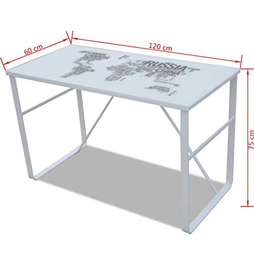 vidaXL Escritorio Rectangular con mapamundi Impreso