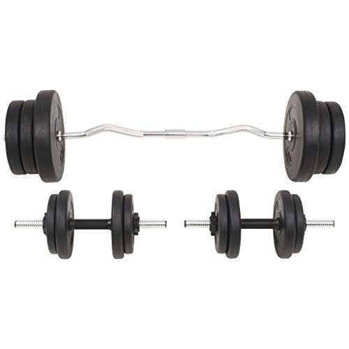 vidaXL Juego de Pesas 60kg Barra y Mancuernas Fitness Musculación Gimnasio Gym vidaXL Juego de Pesas 60kg Barra y Mancuernas Fitness Musculación Gimnasio Gym