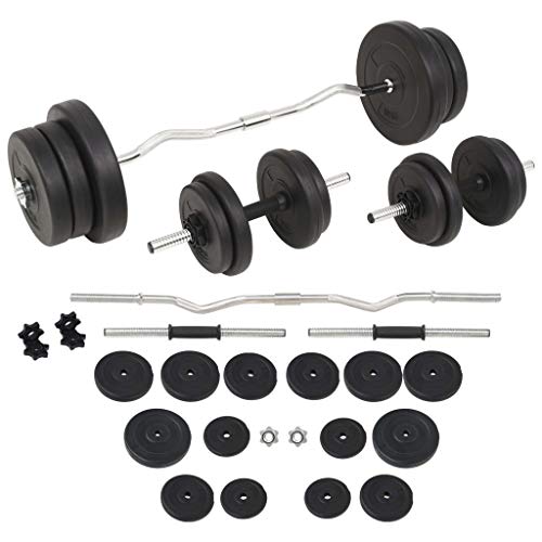 vidaXL Juego de Pesas 60kg Barra y Mancuernas Fitness Musculación Gimnasio Gym vidaXL Juego de Pesas 60kg Barra y Mancuernas Fitness Musculación Gimnasio Gym