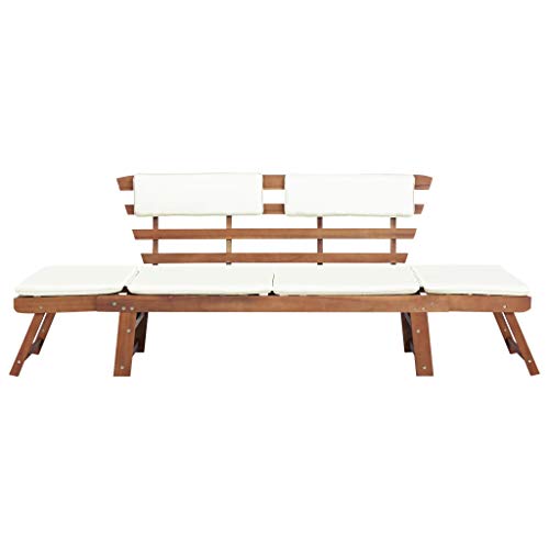 vidaXL Madera de Acacia Maciza Tumbona de Jardín 2 en 1 Banco de Exterior vidaXL Madera de Acacia Maciza Tumbona de Jardín 2 en 1 Banco de Exterior