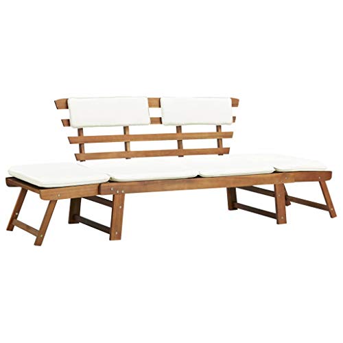 vidaXL Madera de Acacia Maciza Tumbona de Jardín 2 en 1 Banco de Exterior vidaXL Madera de Acacia Maciza Tumbona de Jardín 2 en 1 Banco de Exterior