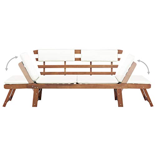 vidaXL Madera de Acacia Maciza Tumbona de Jardín 2 en 1 Banco de Exterior vidaXL Madera de Acacia Maciza Tumbona de Jardín 2 en 1 Banco de Exterior