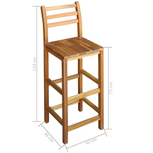 vidaXL Madera Maciza Acacia 2X Taburetes Barra 42x36x110 cm Sillas Altas Bar vidaXL Madera Maciza Acacia 2X Taburetes Barra 42x36x110 cm Sillas Altas Bar