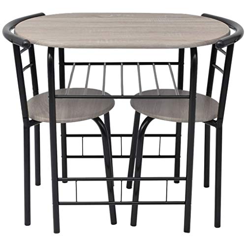 vidaXL Mesa Alta de Desayuno y Taburetes Hierro Negro y MDF Mueble Bar Cocina