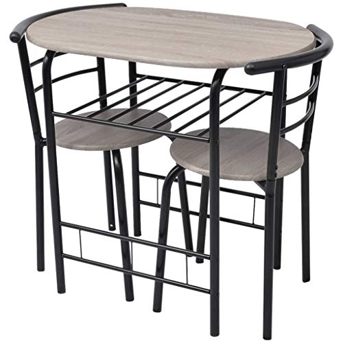 vidaXL Mesa Alta de Desayuno y Taburetes Hierro Negro y MDF Mueble Bar Cocina