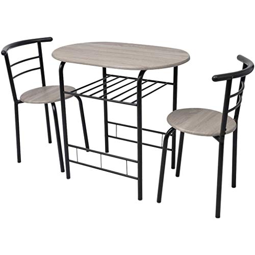 vidaXL Mesa Alta de Desayuno y Taburetes Hierro Negro y MDF Mueble Bar Cocina