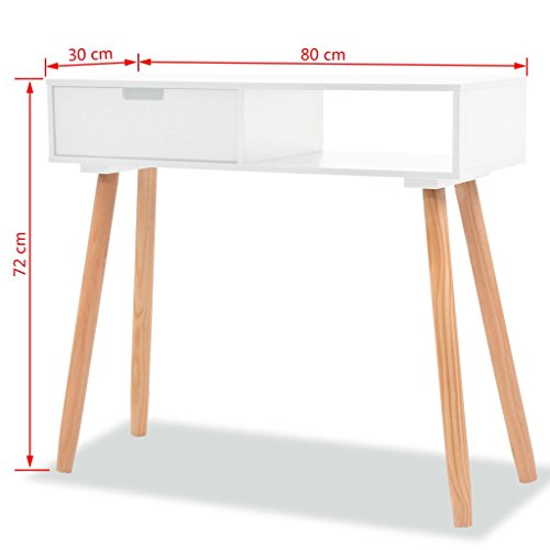 vidaXL Pino Mesa Consola 80x30x72 cm Madera Blanco Aparador Mueble Auxiliar vidaXL Pino Mesa Consola 80x30x72 cm Madera Blanco Aparador Mueble Auxiliar