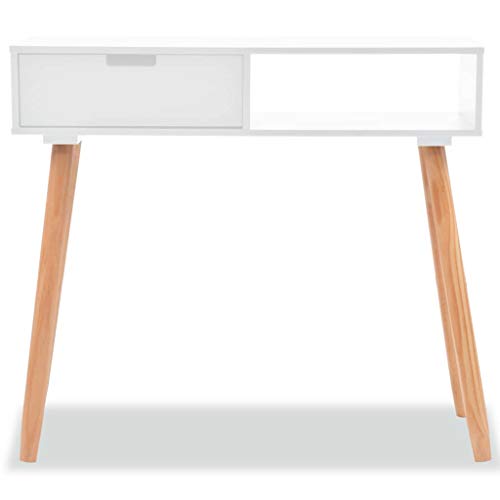 vidaXL Pino Mesa Consola 80x30x72 cm Madera Blanco Aparador Mueble Auxiliar