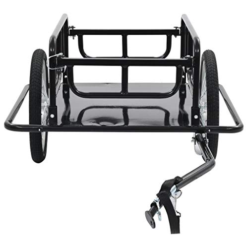 vidaXL Remolque para Bicicletas Acero Accesorios Ciclismo Actividades al Aire Libre Deportes Hobby Carga Acoplamiento Equipaje 130x73x48,5 cm Negro