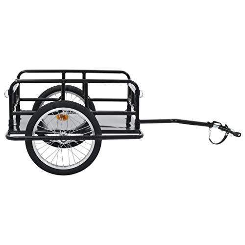 vidaXL Remolque para Bicicletas Acero Accesorios Ciclismo Actividades al Aire Libre Deportes Hobby Carga Acoplamiento Equipaje 130x73x48,5 cm Negro