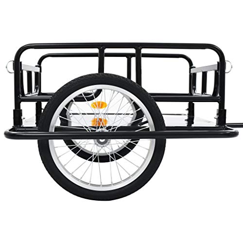 vidaXL Remolque para Bicicletas Acero Accesorios Ciclismo Actividades al Aire Libre Deportes Hobby Carga Acoplamiento Equipaje 130x73x48,5 cm Negro