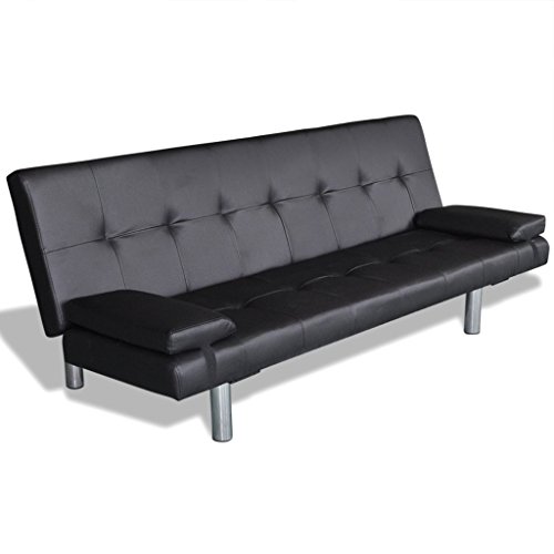 vidaXL Sofá Cama Reclinable Cojines Madera Cuero Sintético Sillón para Dormir vidaXL Sofá Cama Reclinable Cojines Madera Cuero Sintético Sillón para Dormir