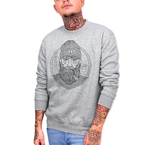 VIENTO Real Captain Sweatshirt para Hombre (Gris, L) VIENTO Real Captain Sweatshirt para Hombre (Gris, L)