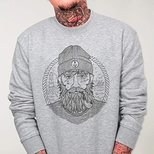 VIENTO Real Captain Sweatshirt para Hombre (Gris, L) VIENTO Real Captain Sweatshirt para Hombre (Gris, L)