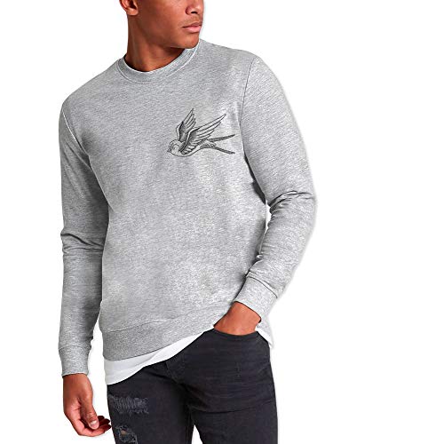 VIENTO The Golondrine Sudadera para Hombre (Gris, L)