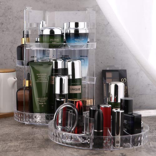 Viesap Organizador de Maquillaje de Giratorio con Rotación 360 Grados,Ajustable,Compartimento de Almacenamiento de Cosméticos con Múltiples Funciones,Joya,Pincele,Lápice Labiales. Viesap Organizador de Maquillaje de Giratorio con Rotación 360 Grados,Ajustable,Compartimento de Almacenamiento de Cosméticos con Múltiples Funciones,Joya,Pincele,Lápice Labiales.