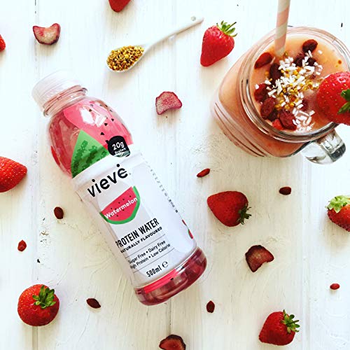 Vieve Agua con Proteína 6x500ml - Sandia. 20g de Proteína, Sin Azúcar, Sin Grasa y Sin Leche. Alternativa Lista para Beber a los Polvos y Batidos de Proteína