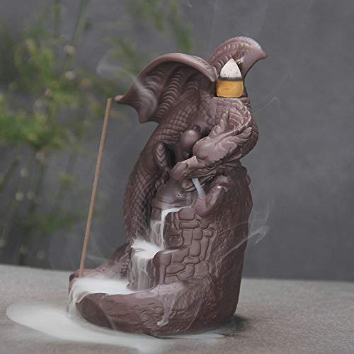VIGAN Quemador de Incienso de reflujo de dragón, Soporte de Incienso de cerámica para decoración del hogar (B)