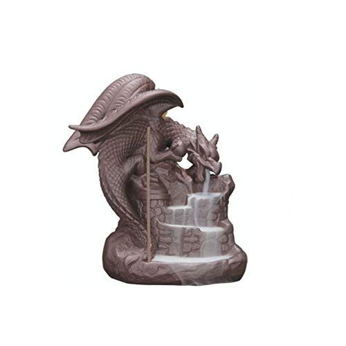 VIGAN Quemador de Incienso de reflujo de dragón, Soporte de Incienso de cerámica para decoración del hogar (B)