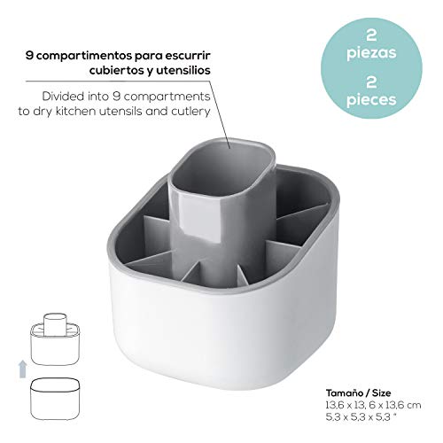 Vigar Rengo - Escurrecubiertos, plástico, color blanco y gris Vigar Rengo - Escurrecubiertos, plástico, color blanco y gris