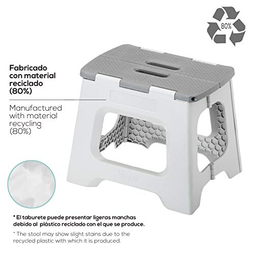 Vigar Taburete Plegable Compact de Color Gris de 27 cm de Altura Vigar Taburete Plegable Compact de Color Gris de 27 cm de Altura
