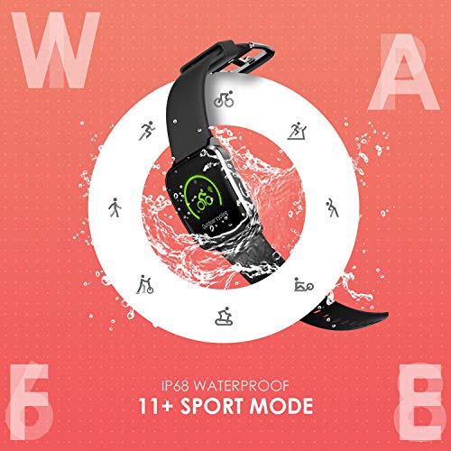 Vigorun Smartwatch Reloj Inteligente Hombre Mujer, Pantalla Táctil Completa Relojes Deportivos, Monitor Ritmo Cardíaco y Sueño, Podómetro, 5 ATM Impermeable Pulsera Actividad Inteligente Android Negro