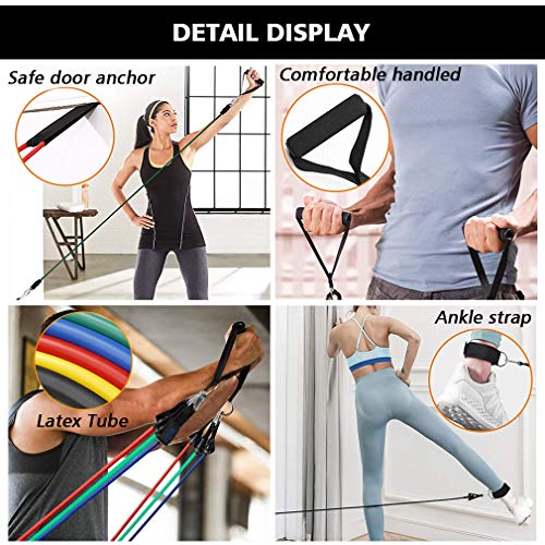 Vikaster Bandas de Resistencia 12PCS al Ejercicio con Anclaje de Puerta y manijas Yoga PilatesBandas Elásticas Musculacion de TPE, Adecuado para Fitness,Ganar Fuerza, Reducir la Grasa (JISU 5Color) Vikaster Bandas de Resistencia 12PCS al Ejercicio con Anclaje de Puerta y manijas Yoga PilatesBandas Elásticas Musculacion de TPE, Adecuado para Fitness,Ganar Fuerza, Reducir la Grasa (JISU 5Color)
