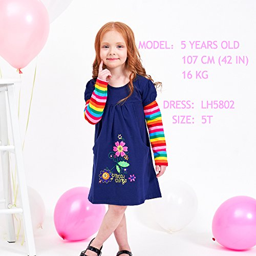 VIKITA Vestido Floral Manga Larga Algodón Niñas 2-8 años H5802Long 5T