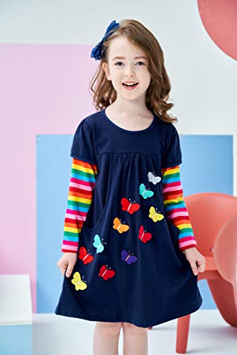 VIKITA Vestidos T-Shirt Manga Larga Algodón Casual Niñas lh5805 8T VIKITA Vestidos T-Shirt Manga Larga Algodón Casual Niñas lh5805 8T