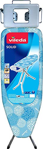 Vileda Solid - Tabla de planchar mediana, altura regulable 75 - 95 cm, superficie de planchado extra grande, estable y robusta, medidas: 122 x 44 cm, color azul Vileda Solid - Tabla de planchar mediana, altura regulable 75 - 95 cm, superficie de planchado extra grande, estable y robusta, medidas: 122 x 44 cm, color azul