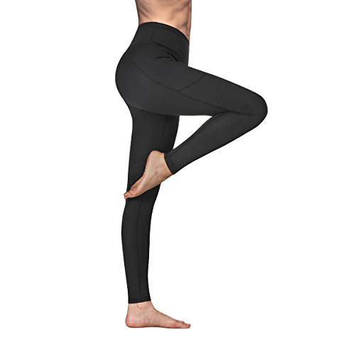 Vimbloom Pantalón Deportivo de Mujer Cintura Alta Leggings para Running Fitness Yoga Leggings VI263 (Negro, S)
