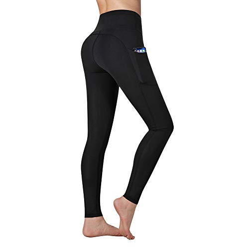 Vimbloom Pantalón Deportivo de Mujer Cintura Alta Leggings para Running Fitness Yoga Leggings VI263 (Negro, S)