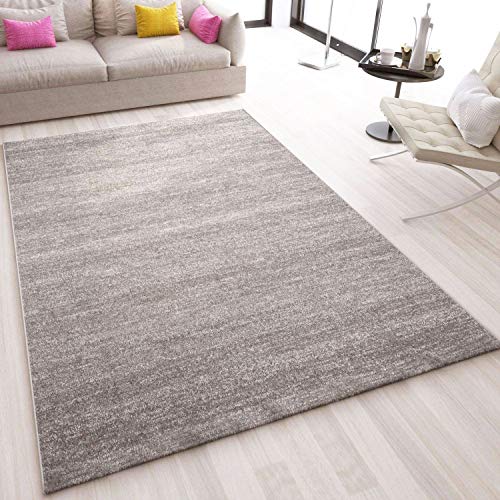 VIMODA Alfombra Moderna de Pelo Corto, Jaspeada, Material Certificado según Oeko Tex, de Color sólido, fácil de cuidar en Gris, Maße:80 x 150 cm