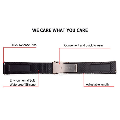 Vinband Correa Reloj Calidad Alta Recambios Correa Relojes Caucho Hombre Mujer Negro - 18mm, 20mm, 22mm, 24mm Silicona Correa Reloj Quick Release Pin & Hebilla desplegable (20mm, Negro) Vinband Correa Reloj Calidad Alta Recambios Correa Relojes Caucho Hombre Mujer Negro - 18mm, 20mm, 22mm, 24mm Silicona Correa Reloj Quick Release Pin & Hebilla desplegable (20mm, Negro)