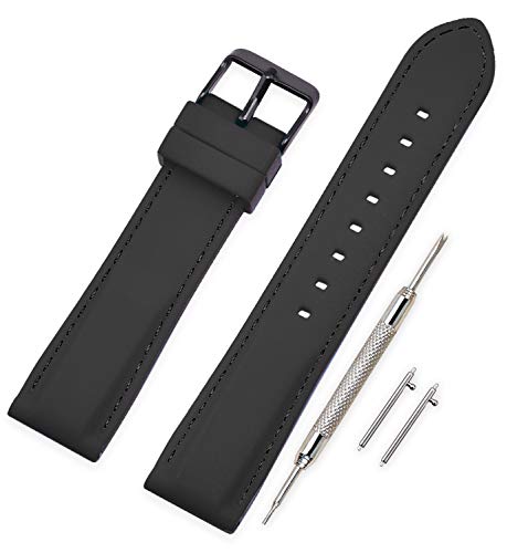 Vinband Correa Reloj Quick Release Recambios Correa Relojes Caucho - 18mm, 20mm, 22mm, 24mm Silicona Correa Reloj con Hebilla de Acero Inoxidable Cepillado (20mm, Black Stitches) Vinband Correa Reloj Quick Release Recambios Correa Relojes Caucho - 18mm, 20mm, 22mm, 24mm Silicona Correa Reloj con Hebilla de Acero Inoxidable Cepillado (20mm, Black Stitches)