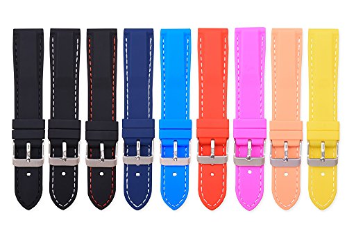 Vinband Correa Silicona Reloj Correa Suave Reemplazo de Banda de Acero Inoxidable Hebilla - 18, 20, 22, 24 mm Correas de Cuero para Reloj (22mm, Negro-Rojo) Vinband Correa Silicona Reloj Correa Suave Reemplazo de Banda de Acero Inoxidable Hebilla - 18, 20, 22, 24 mm Correas de Cuero para Reloj (22mm, Negro-Rojo)