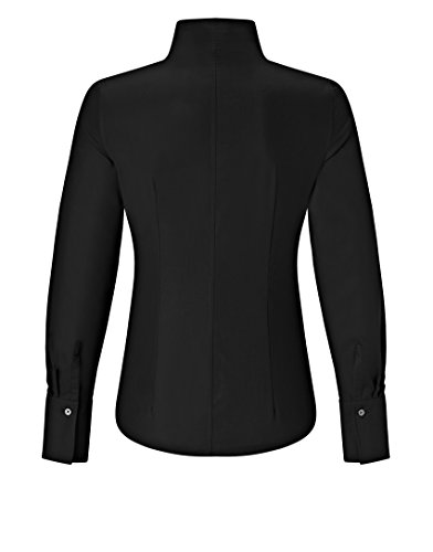 Vincenzo Boretti Camisa de Mujer Elegante y clásica, Ligeramente más angosta (Modern-fit), 100% algodón, Manga-Larga, Cuello cáliz, Lisa - no Necesita Plancha Negro 34