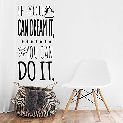 Vinilo de pared decorativo, pegatina de pared con frase en Inglés"If you can dream it",wall quote art sticker decal for home, Wall Stickers, Art Sticker Decal Mural, Wall Decal Sticker DC-18200-M