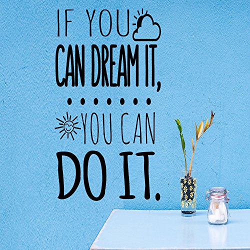 Vinilo de pared decorativo, pegatina de pared con frase en Inglés"If you can dream it",wall quote art sticker decal for home, Wall Stickers, Art Sticker Decal Mural, Wall Decal Sticker DC-18200-M