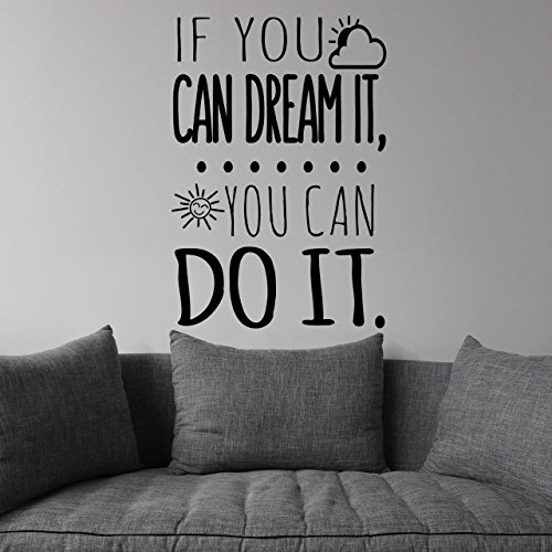 Vinilo de pared decorativo, pegatina de pared con frase en Inglés"If you can dream it",wall quote art sticker decal for home, Wall Stickers, Art Sticker Decal Mural, Wall Decal Sticker DC-18200-M