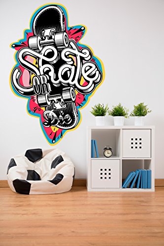 Vinilo Decorativo para Pared Skate | Varias Medidas 67x100cm | Pegatina Adhesiva Decorativa de Diseño Elegante